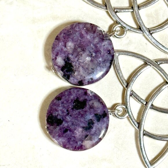 2/$20, Genuine Violet Charoite Celtic Trinity Sterling Silver Dangle Earrings - Picture 3 of 9